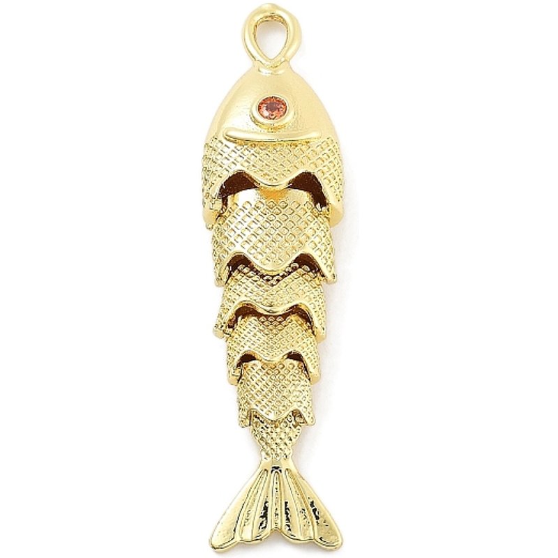 Pendentif en laiton micro pavé zircon cubique Fish Rack Plating, or — Breloques et pendentifs