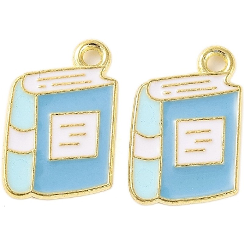 Pendentif en Émail de Livre en Alliage Plaqué Or Bleu Ciel — Breloques et pendentifs