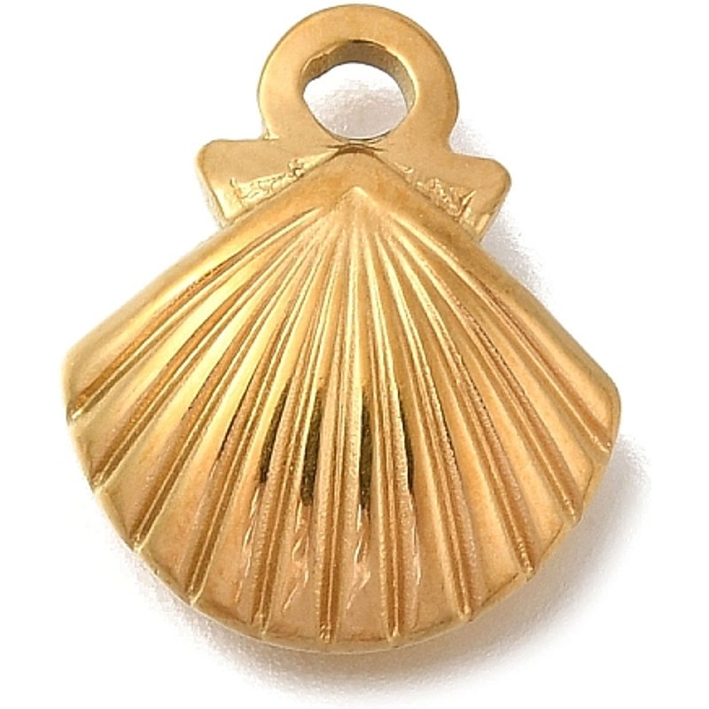 Ion Plating 304 Stainless Steel Shell Shape Charm, Golden — Charms & Pendants