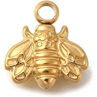 Charm en Acier Inoxydable 304 Plaqué Ion, Abeille, Doré