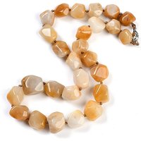 Natural Topaz Jade Nuggets Beaded Necklace for Women and Men