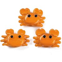 Handmade Lampwork Crab Beads, Orange, 15-17x22-24x7.5-9mm
