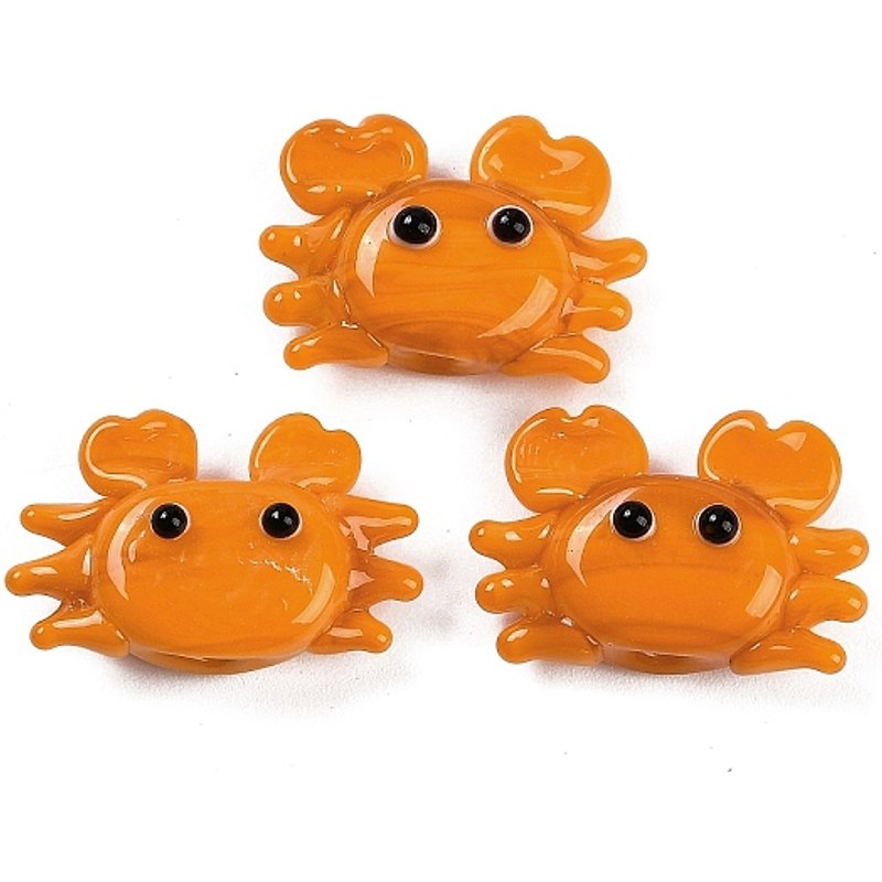Perles Artisanales en Verre, Crabe, Orange, 15-17x22-24x7.5-9mm — Perles à bijoux