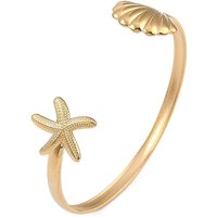 304 Stainless Steel Women's Cuff Bracelet, Starfish & Shell Design