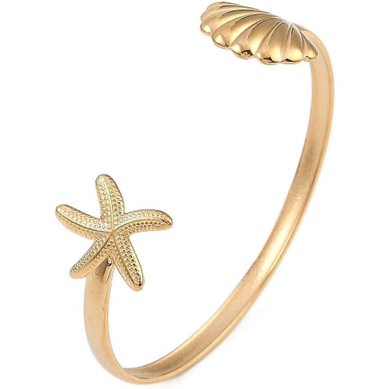 304 Stainless Steel Women's Cuff Bracelet, Starfish & Shell Design — Bracelet Women