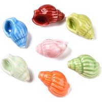 Handmade Porcelain Beads Strand, Conch Shape, Mixed Colors — Jewelry Beads
