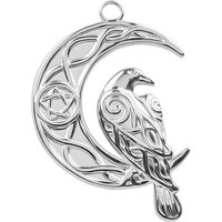 Pendentif en acier inoxydable 304, charme lune avec oiseau, 36x25mm — Breloques et pendentifs