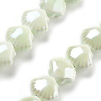 Handmade Porcelain Shell Beads, Honeydew, 35pcs/strand — Jewelry Beads