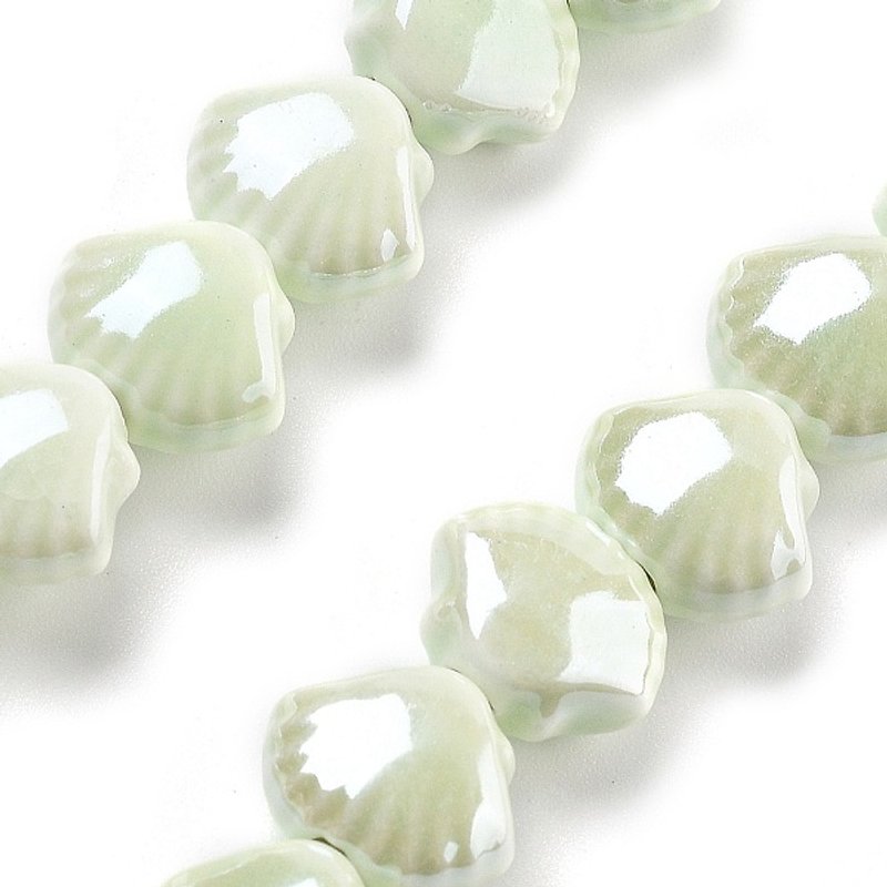 Perles en Porcelaine Faite Main, Forme de Coquillage, 35pcs/fil — Perles à bijoux