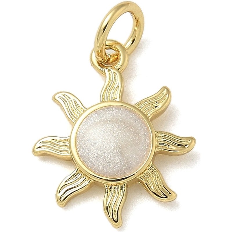 Rack Plating Brass Enamel Sun Charms with Jump Ring — Charms & Pendants