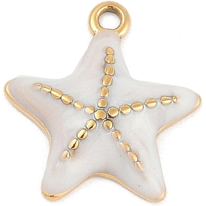 304 Stainless Steel Starfish Charms with 18K Gold Plating — Charms & Pendants