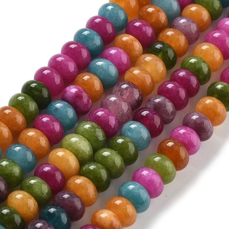 Brins de Perles de Jade Blanc Naturel, Dyed, Rondelle, 8x5mm — Perles à bijoux