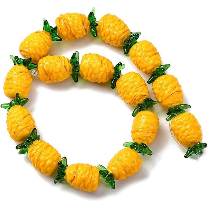 Perles Lampwork Fait Main - Ananas, Série Fruits — Perles à bijoux