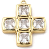 Brass Micro Pave Clear Cubic Zirconia Cross Charms — Charms & Pendants