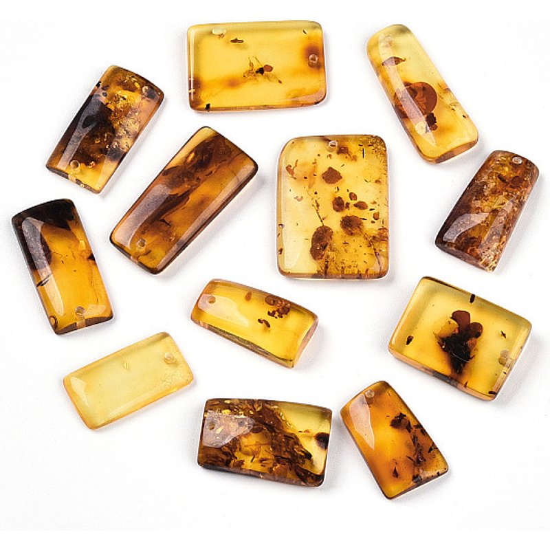 Natural Amber Rectangle Charms and Pendants — Charms & Pendants