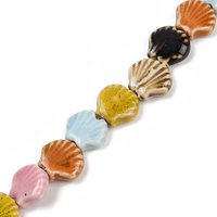 Handmade Porcelain Shell Shape Beads Strands, Colorful, 28pcs — Jewelry Beads