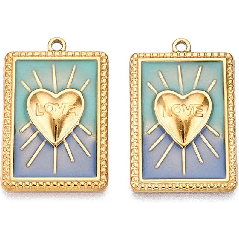 Pendants en acier inoxydable 304 avec charme en émail Ion Plating — Breloques et pendentifs