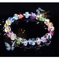 Glass Beaded Stretch Bracelets with Butterfly and Rondelle Charms
