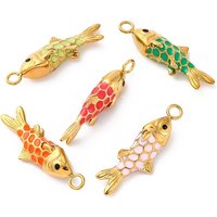 Pendentif en Acier Inoxydable 304 Émaillé, Poisson Chatm, Plaqué Or 14K — Breloques et pendentifs