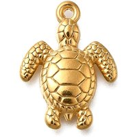 Pendentif en Acier Inoxydable 304, Thème Océan, Tortue Plaqué Or 18K — Breloques et pendentifs
