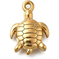 Pendentif en Acier Inoxydable 304, Thème Marin, Tortue, Plaqué Or 18K — Breloques et pendentifs