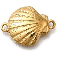 304 Stainless Steel Shell Shape Connector Charms, 18K Gold Plated — Jewelry Findings