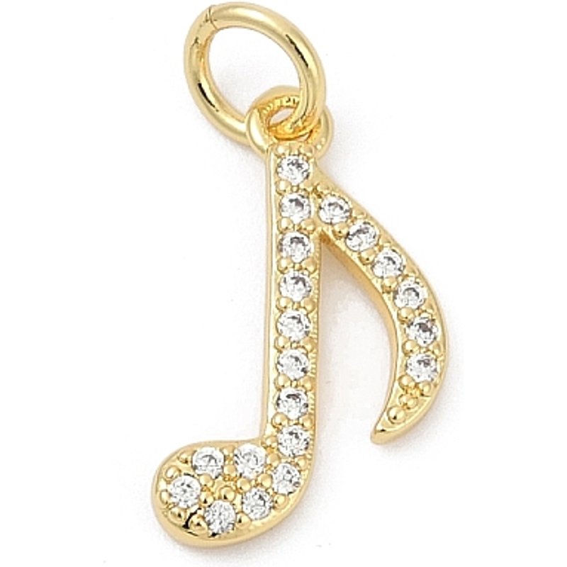 Charms en Zircon Cubique Pave en Laiton, Note Musicale, Plaqué Or 18K — Breloques et pendentifs