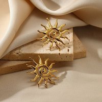 304 Stainless Steel Gold Plated Sun Stud Earrings for Women — Costume Jewelry