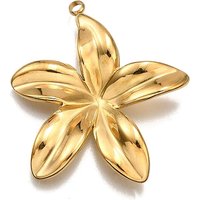 Pendentif en Acier Inoxydable 304, Charm Fleur, Plaqué Or 18K — Breloques et pendentifs