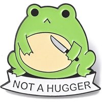 Not A Hugger Enamel Frog Lapel Pin with Zinc Alloy Backing