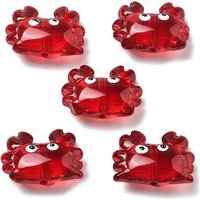 Handmade Lampwork Enamel Crab Beads, Dark Red, 15x21x8mm — Jewelry Beads