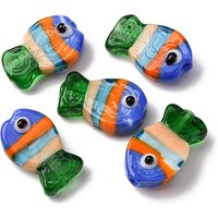 Perles de verre soufflé à la main, poisson bleu, 20-21mm de long — Perles à bijoux