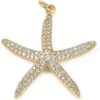 Brass Micro Pave Cubic Zirconia Starfish Pendant with Jump Ring — Charms & Pendants