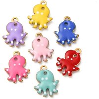 Charm en Émail d'Octopus en Acier Inoxydable 304, Animal Marin, Or — Breloques et pendentifs
