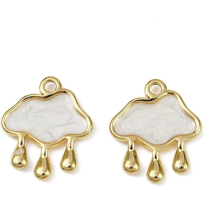 Pendentifs en Émail en Acier Inoxydable 304, Nuage avec Pluie, Plaqué Or 18K — Breloques et pendentifs