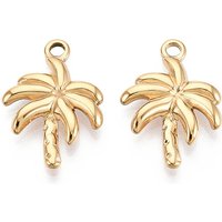 304 Stainless Steel Coconut Tree Charm Pendant, 18K Gold Plated — Charms & Pendants