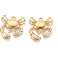 304 Stainless Steel Crab Charm Pendant with 18K Gold Plating — Charms & Pendants