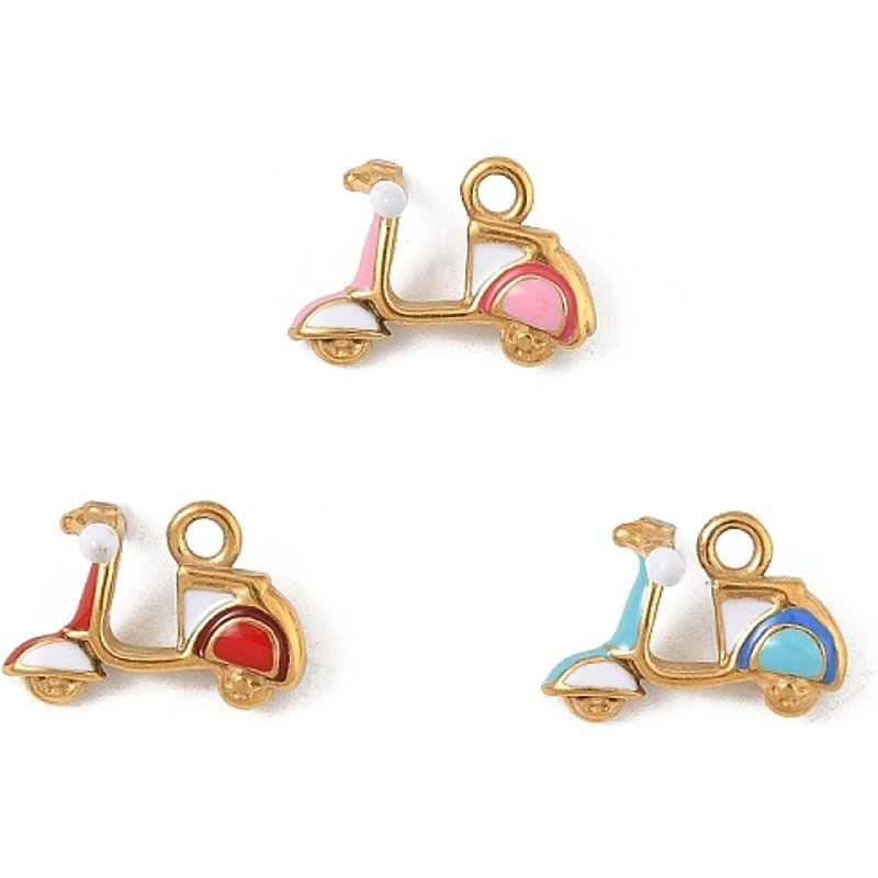 Charm de moto en acier inoxydable 304 avec plaquage en or 18K — Breloques et pendentifs