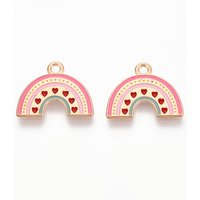 Pendentif en Émail en Alliage Charm Arc-en-Ciel en Or Clair et Corail Clair — Breloques et pendentifs