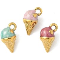 Charm en Émail de Glace en Acier Inoxydable 304, Couleurs Mélangées