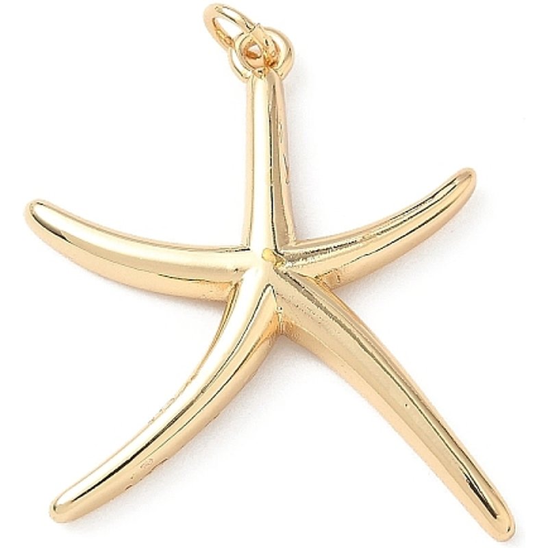 Brass Starfish Pendant with Jump Ring, 18K Gold Plated — Charms & Pendants