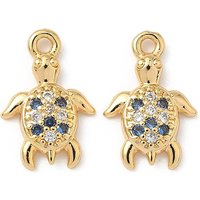 Charm en laiton avec zircon cubique micro pave, tortue plaqué or 18K — Breloques et pendentifs