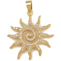 Pendentif en laiton micro pave zircon cubique, soleil, doré, 31x28mm — Breloques et pendentifs