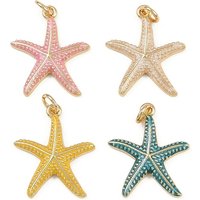 Pendentif Étoile de Mer en Émail de Laiton avec Anneau, Plaqué Or 18K — Breloques et pendentifs