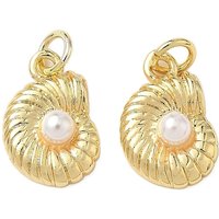 Brass ABS Plastic Pearl Shell Charms with 18K Gold Plating — Charms & Pendants