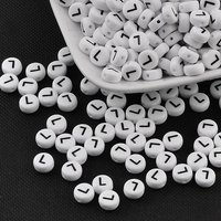 Perles Acryliques Lettres avec Trou Horizontal, Rond Plat, 7x4mm — Perles à bijoux