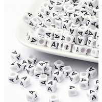 Perles Lettres Acryliques, Cube, 6mm de Diamètre, 2600pcs — Perles à bijoux