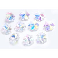 Glass Snowflake Pendants, Clear AB, 14mm, 0.5mm Hole — Charms & Pendants