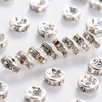 Perles Espacées en Laiton Grade A avec Strass, Plaquées Argent, Sans Nickel — Perles à bijoux
