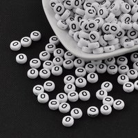 Perles Acryliques Lettres avec Trou Horizontal, Ronde Plate, 7x4mm — Perles à bijoux